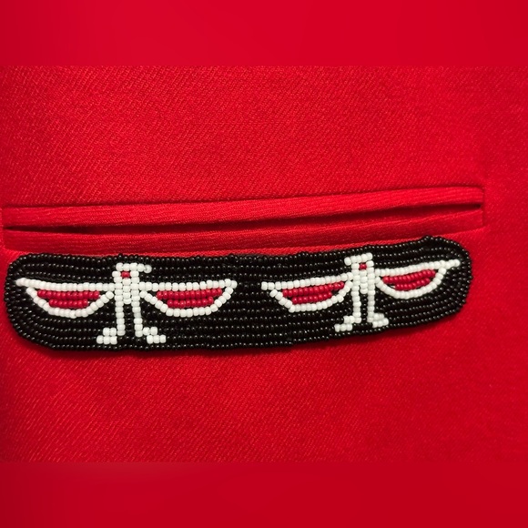 Vintage Elissa Rose Red Blazer Fringe Beaded Size 12 Native American Blazer USA - Picture 6 of 10